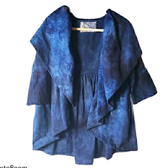 Sylvia Heisel Blue TieDye Open Front Jacket - 10 - Picture 2 of 12
